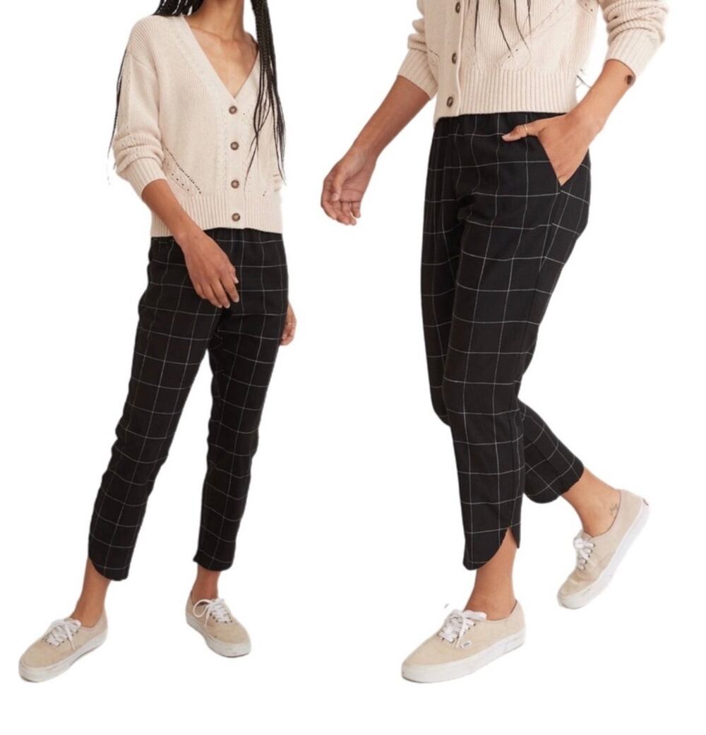 Marine Layer Allison Pant black windowpane trousers size M